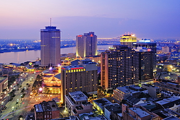 Downtown New Orleans at Dusk, New Orleans, Louisiana, USA