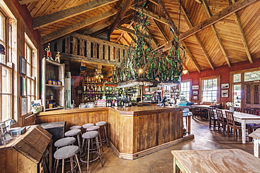 Empty chairs and tables in restaurant, Moreaki, Moreaki, New Zealand