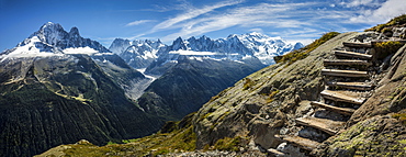 Stairs on ascent to Grand Balcon du Sud, Mt. Blanc, France, Mount Blanc, France