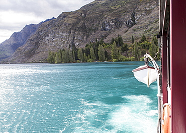 Lifeboat hanging from ship, Queenstown, New Zealand