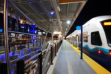 Light rail pulling into station