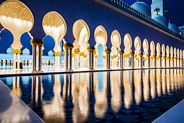 Ornate tiled arches of Grand Mosque, Abu Dhabi, United Arab Emirates