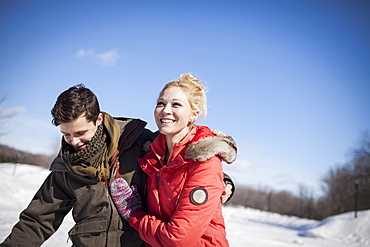 Caucasian couple in winter