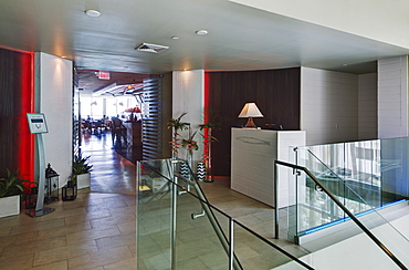 Staircase to cafeteria in office building, Miami, Florida, USA