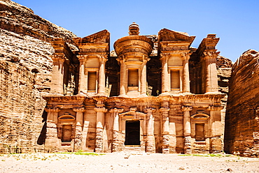 El Deir building carved into cliff face, Petra, Jordan, Jordan, Petra, Jordan, Jordan