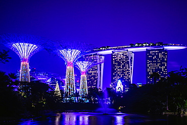 Singapore marina illuminated at night, Singapore