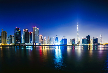 Dubai city skyline and waterfront, United Arab Emirates, Dubai, United Arab Emirates