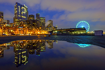 Number 12 illuminated in highrise, Seattle, Washington, United States, Seattle, Washington, USA