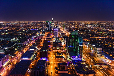 Streets in illuminated cityscape, Riyadh, Saudi Arabia, Riyadh, Saudi Arabia