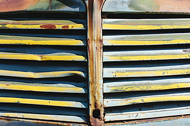 Close up of front grille from abandoned antique truck, Whitman County, Washington, USA