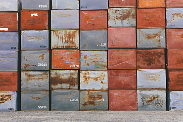 Stack of rusty metal containers, Palouse County, Washington, USA