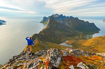 Stunning view from mountains in Lofoten Islands, Norway