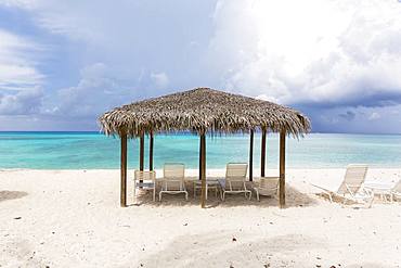 A cabana sun shelter on a sandy beach, Grand Cayman, Cayman Islands