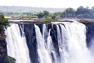 Victoria Falls, waterfall on the Zambezi River, cascades of water tumbling over a steep cliff, Victoria Falls, Zambia