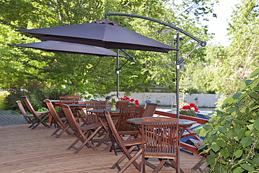 Tables and Chairs on Hotel Deck, Estonia