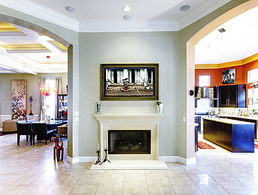 Luxury Home Fireplace and Hallway, St Petersburg, Florida, United States