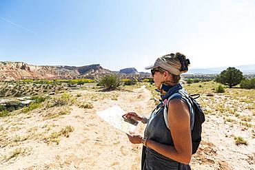 adult woman hiker, Ghost Ranch, New Mexico, United States of America