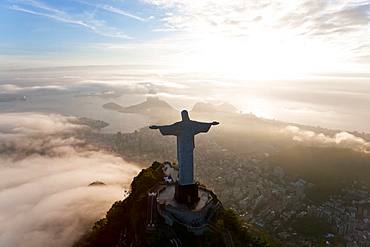 View of the Art Deco statue of Christ the Redeemer on Corcovado mountain in Rio de Janeiro, Brazil