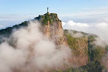 View of the Art Deco statue of Christ the Redeemer on Corcovado mountain in Rio de Janeiro, Brazil