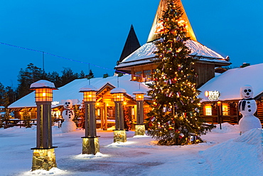 Santa Claus village at dusk, Rovaniemi, Finland