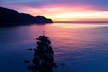 Sunset and swan at Binz, Rugen Island, Germany