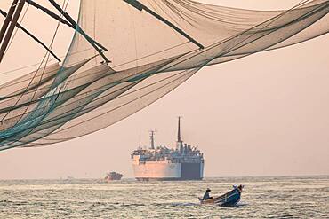 Fishing boat and Chinese Fishing nets, Fort Kochi, Cochin