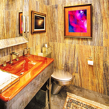 Bathroom Interior With a Wood Grain Decor, St Petersburg, Florida, United States