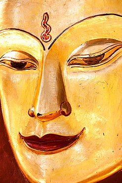 Sculpture of a Buddha. Close up of the face, Mandalay, Myanmar, Mandalay, Myanmar