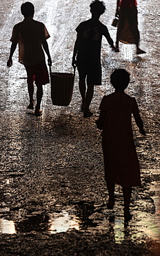 Children in the streets of Yangon, Myanmar, Yangon, Myanmar