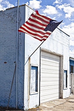 American Flag on an Abandoned Building, Moscow, ID, United States of America