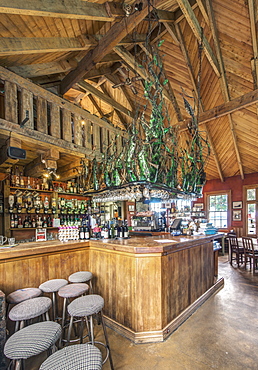 Empty bar and stools in restaurant, Moreaki, Moreaki, New Zealand