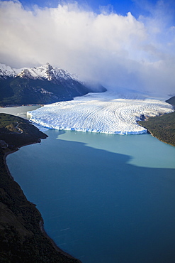 Aerial view of glacier in rural landscape, El Calafate, Patagonia, Argentina