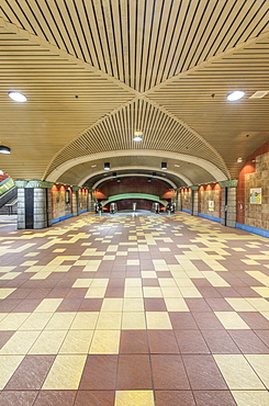 Ornate roof and floor tiles of subway station