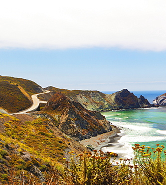 Waves on rocky cliffs, Big Sur, California, United States