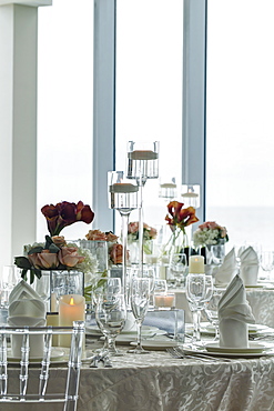 Center piece on table in ball room, Miami, Florida, USA