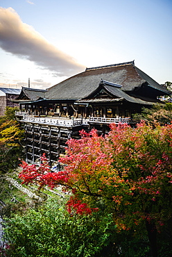 High angle view of traditional building on hilltop, Kyoto, Japan