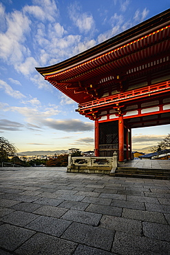 Entrance to Kiyomizu Dera under blue sky, Kyoto, Japan, Kyoto, Japan