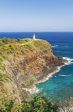 Kilauea Lighthouse on coastline, Hawaii, United States, Hawaii, USA