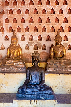 Wat Si Saket, a collection of statues in wall niches, Vientiane, Laos, Laos