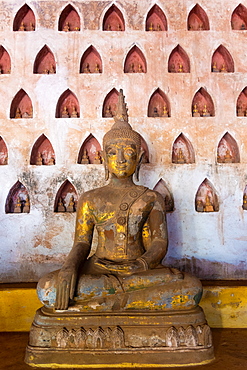 Wat Si Saket, a collection of statues in wall niches, Vientiane, Laos, Laos