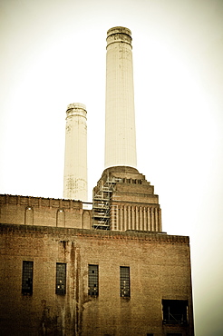 Exterior view of the landmark building on the south bank of the River Thames, Battersea Power Station, London, United Kingdom