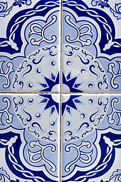 Vintage dark blue tiles, Algarve, Portugal