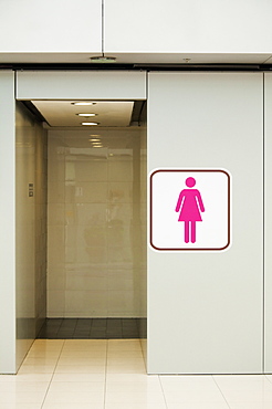 Ladies' public toilet bathroom entrance