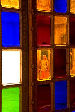 Stained glass windows, Meherangarh Fort, Jodhpur, Rajasthan, India