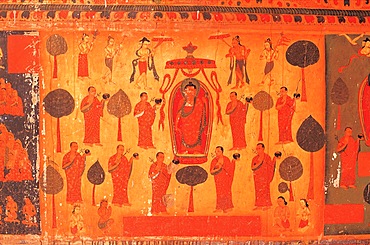 Buddhist mural in ruins of Guge Kingdom in Ngari, Tibet