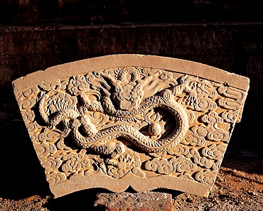 a piece of brick carving from Xiangyan Temple