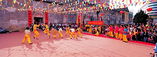 Hakka martial art exercisers in Shenzhen, Guangdong