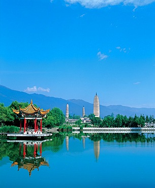 The Three Pagodas at Chongsheng Temple in Dali, Yunnan