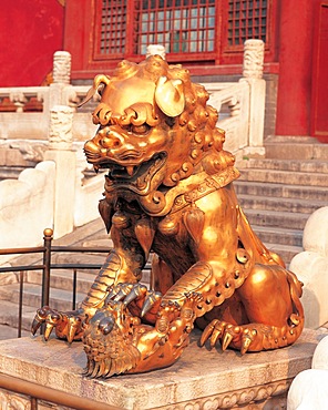 A copper lion in Forbidden City