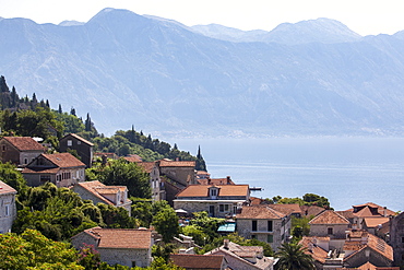 View from St. Nicholas Church of Perast, Bay of Kotor, UNESCO World Heritage Site, Montenegro, Europe